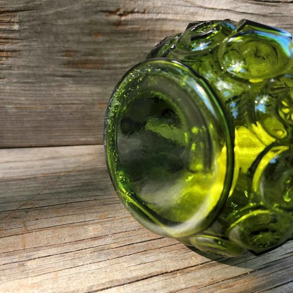 VINTAGE LE Smith Oil Lamp, Moss GREEN 13" Tall, Moon-Stars Pattern Pressed MCM - Picture 4 of 10